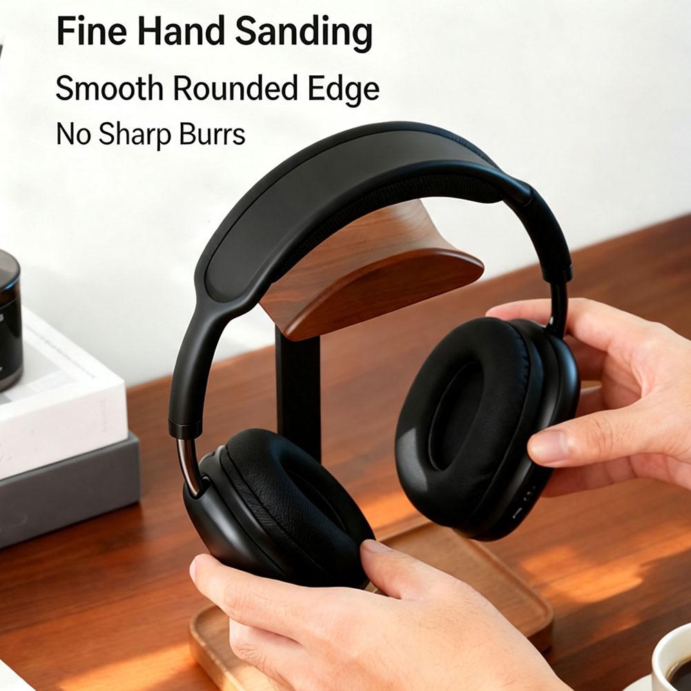 Headphone Stand Desk - Walnotenhoofdtelefoonstandaard, opbergruimte voor bureauartikelen, bureau-opbergstandaard, antislipvoet,