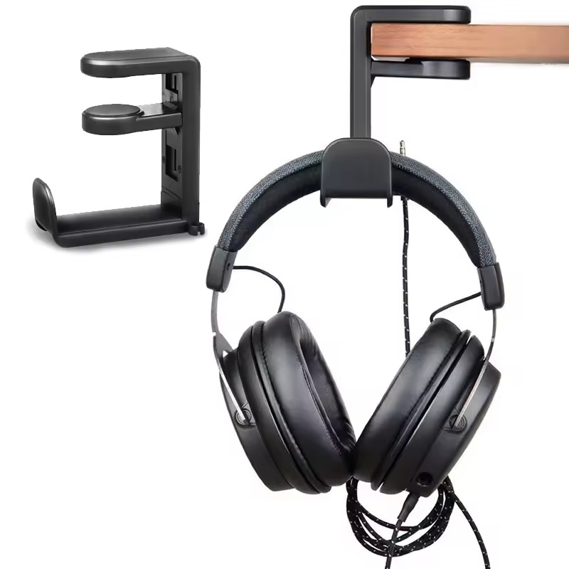Headphone Stand Desk - Onderbureaumontage hoofdtelefoonhouder met draaibare klem voor