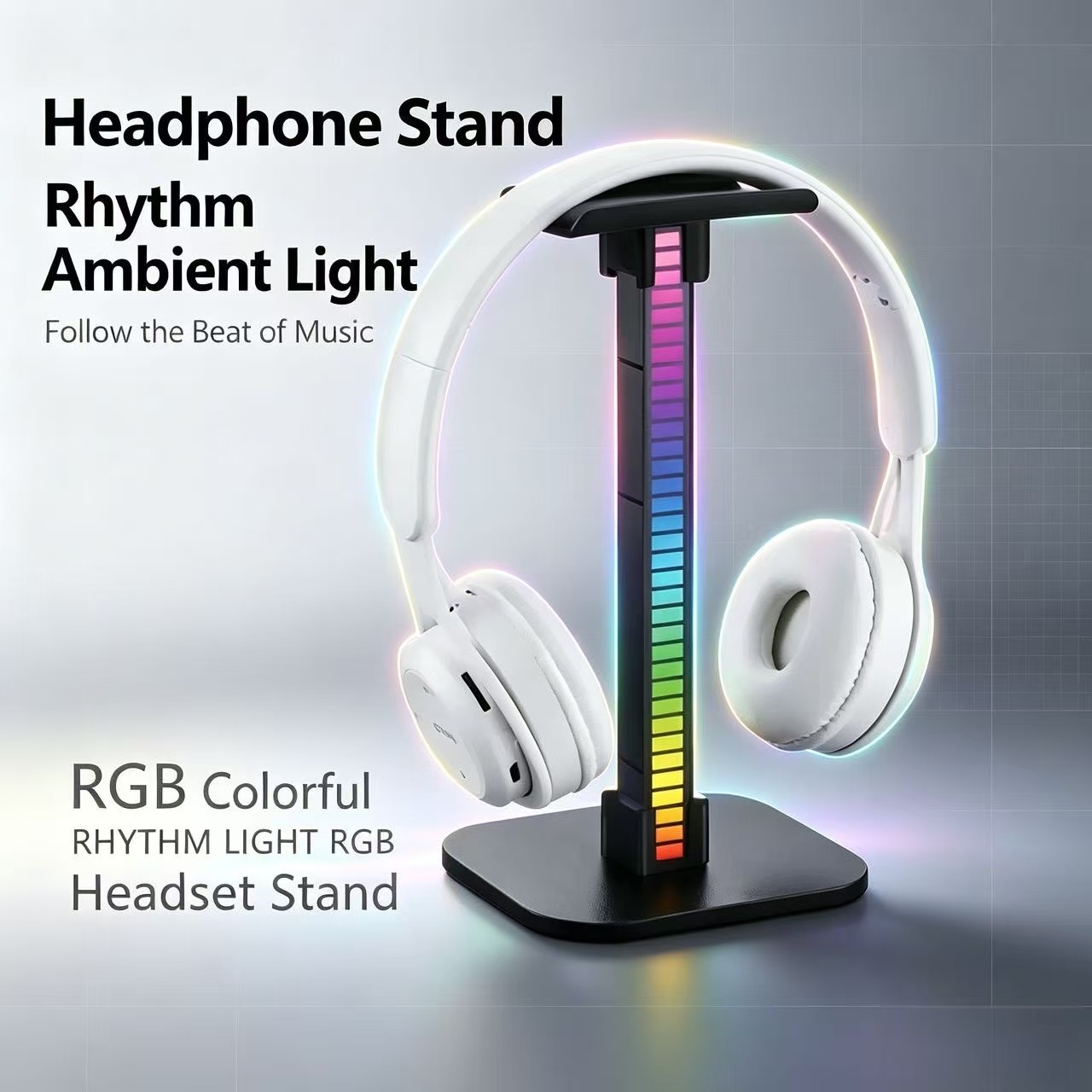 Headphone Stand Desk - USB Gaming Hoofdtelefoonstandaard met RGB-ritmelicht, afneembare